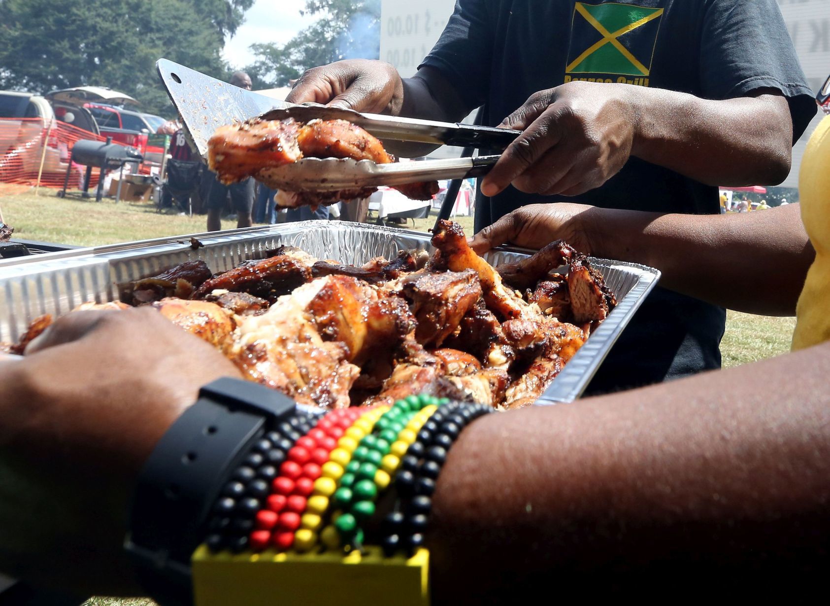 Caribbean Jerk chicken with Rasta beads